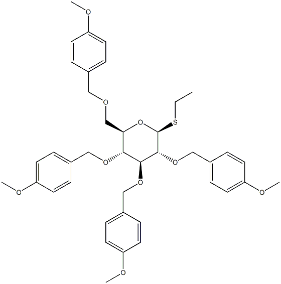 Ethyl2,3,4,6-tetra-O-(4-methoxybenzyl)-b-D-thioglucopyranoside Struktur