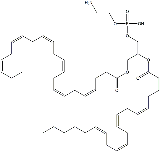 -aminoethoxy-[3-[(4Z,7Z,10Z,13Z,16Z,19Z)-docosa-4,7,10,13,16,19-hexaenoyl]oxy-2-[(5Z,8Z,11Z,14Z)-icosa-5,8,11,14-tetraenoyl]oxy-propoxy]phosphinic acid Struktur