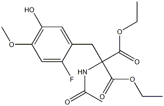 Diethyl malonate, 2-[(2-fluoro-5-hydroxy-4-methoxy)benzyl]-2-acetamido - Struktur