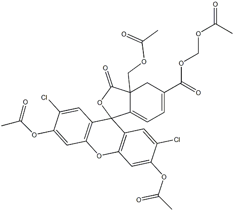 5-carboxy-2',7'-dichlorodihydrofluorescein diacetate bis(acetoxymethyl) ester Structure