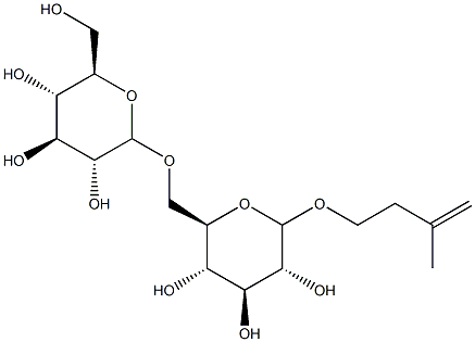 3-methylbut-3-enyl 6-O-glucopyranosylglucopyranoside 化学構造式