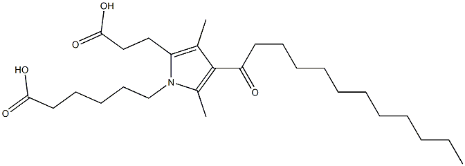 6-(2-(2-carboxyethyl)-4-dodecanoyl-3,5-dimethylpyrrol-1-yl)hexanoic acid Structure