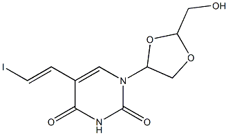 1-(2-(hydroxymethyl)-1,3-dioxolan-5-yl)-5-(2-iodovinyl)uracil 结构式