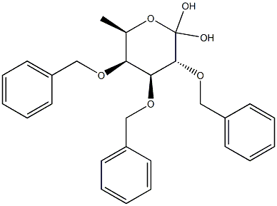 1-hydroxy-2,3,4-tri-O-benzylfucopyranose 化学構造式