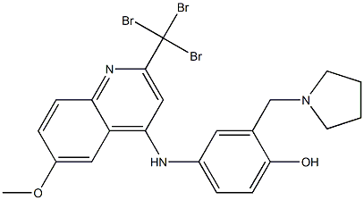 2-tribromomethyl-6-methoxy-4-(4-hydroxy-3-pyrrolidinomethylanilino)quinoline 结构式