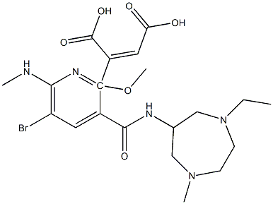 5-bromo-N-(1-ethyl-4-methylhexahydro-1H-1,4-diazepin-6-yl)-2-methoxy-6-methylamino-3-pyridinecarboxamide 2-fumarate,,结构式