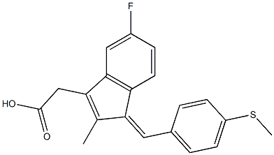 (Z)-5-FLUORO-2-METHYL-1-(P-METHYLTHIOBENZYLIDENE)-3-INDENYLACETIC ACID 化学構造式