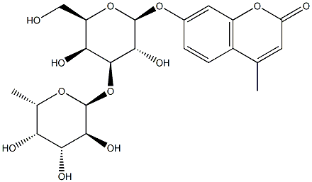 4-METHYLUMBELLIFERYL 3-O-(ALPHA-L-FUCOPYRANOSYL)-BETA-D-GALACTOPYRANOSIDE,,结构式