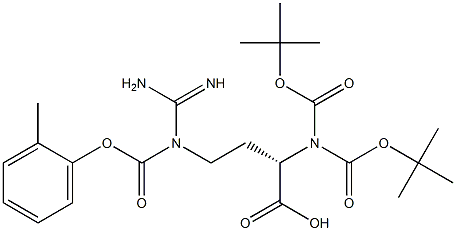 (S)-N-2-Benzyloxycarbonyl-N,N-bis-t-butyloxycarbonyl-2-amino-4-guanidino-butyric acid Structure