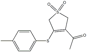 3-Acetyl-4-((4-methylphenyl)bulfanyl)-2,5-dihydro-1H-1lambda6-thiophene-1,1-dione,,结构式