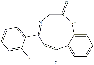 7-Chloro-5-(2-fluorophenyl)-1,3-Dihydro-1,4- Benzodiazopin -2-One Struktur