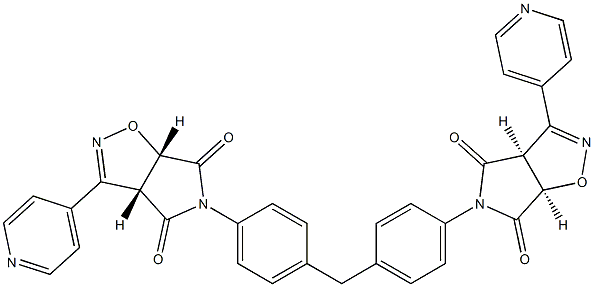 (1S,5R)-3-[4-[[4-[(1R,5S)-2,4-dioxo-6-pyridin-4-yl-8-oxa-3,7-diazabicyclo[3.3.0]oct-6-en-3-yl]phenyl]methyl]phenyl]-6-pyridin-4-yl-8-oxa-3,7-diazabicyclo[3.3.0]oct-6-ene-2,4-dione,,结构式