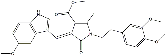 methyl 1-(3,4-dimethoxyphenethyl)-3-[(Z)-(5-methoxy-1H-indol-3-yl)methylidene]-5-methyl-2-oxo-1,2-dihydro-3H-pyrrole-4-carboxylate|