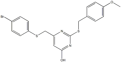 6-{[(4-bromophenyl)sulfanyl]methyl}-2-[(4-methoxybenzyl)sulfanyl]-4-pyrimidinol 化学構造式