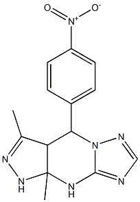 3,9a-dimethyl-4-(4-nitrophenyl)-3a,4,9,9a-tetrahydro-1H-pyrazolo[3,4-d][1,2,4]triazolo[1,5-a]pyrimidine,,结构式