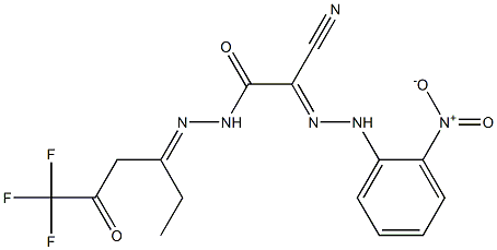 2-cyano-N'-[(E)-1-ethyl-4,4,4-trifluoro-3-oxobutylidene]-2-[(E)-2-(2-nitrophenyl)hydrazono]acetohydrazide