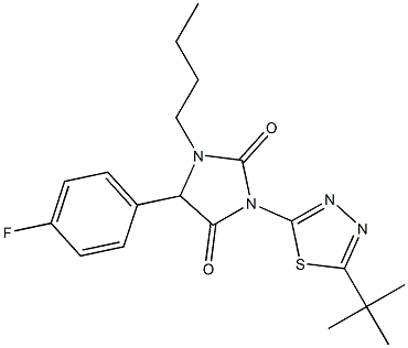 1-butyl-3-[5-(tert-butyl)-1,3,4-thiadiazol-2-yl]-5-(4-fluorophenyl)imidazolidine-2,4-dione|