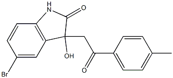 5-bromo-3-hydroxy-3-[2-(4-methylphenyl)-2-oxoethyl]indolin-2-one 化学構造式