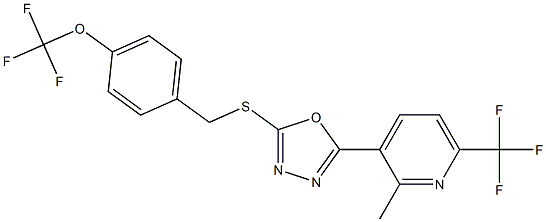 2-[2-methyl-6-(trifluoromethyl)-3-pyridyl]-5-{[4-(trifluoromethoxy)benzyl]thio}-1,3,4-oxadiazole|