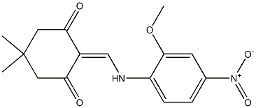 2-[(2-methoxy-4-nitroanilino)methylene]-5,5-dimethyl-1,3-cyclohexanedione Struktur