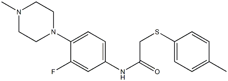 N-[3-fluoro-4-(4-methylpiperazino)phenyl]-2-[(4-methylphenyl)sulfanyl]acetamide Struktur