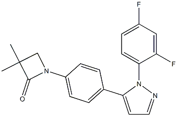 1-{4-[1-(2,4-difluorophenyl)-1H-pyrazol-5-yl]phenyl}-3,3-dimethyl-2-azetanone Struktur
