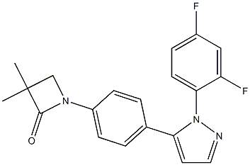 1-{4-[1-(2,4-difluorophenyl)-1H-pyrazol-5-yl]phenyl}-3,3-dimethyl-2-azetanone 化学構造式