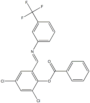 2,4-dichloro-6-({[3-(trifluoromethyl)phenyl]imino}methyl)phenyl benzoate Structure