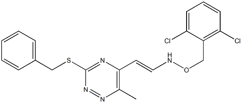 N-{2-[3-(benzylsulfanyl)-6-methyl-1,2,4-triazin-5-yl]vinyl}-O-(2,6-dichlorobenzyl)hydroxylamine 化学構造式