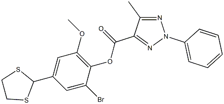 2-bromo-4-(1,3-dithiolan-2-yl)-6-methoxyphenyl 5-methyl-2-phenyl-2H-1,2,3-triazole-4-carboxylate Structure