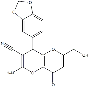 2-amino-4-(1,3-benzodioxol-5-yl)-6-(hydroxymethyl)-8-oxo-4,8-dihydropyrano[3,2-b]pyran-3-carbonitrile|