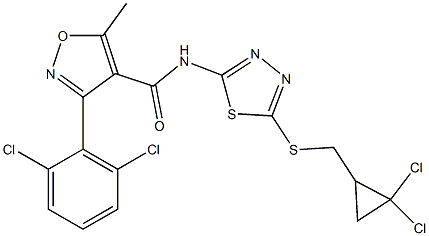 N4-(5-{[(2,2-dichlorocyclopropyl)methyl]thio}-1,3,4-thiadiazol-2-yl)-3-(2,6-dichlorophenyl)-5-methylisoxazole-4-carboxamide Structure