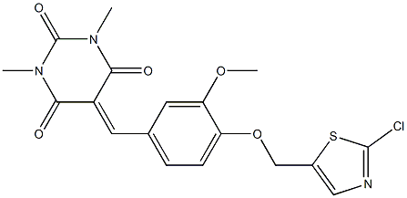 5-({4-[(2-chloro-1,3-thiazol-5-yl)methoxy]-3-methoxyphenyl}methylene)-1,3-dimethyl-2,4,6(1H,3H,5H)-pyrimidinetrione Struktur