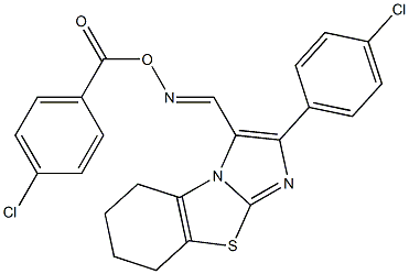 3-({[(4-chlorobenzoyl)oxy]imino}methyl)-2-(4-chlorophenyl)-5,6,7,8-tetrahydroimidazo[2,1-b][1,3]benzothiazole Struktur