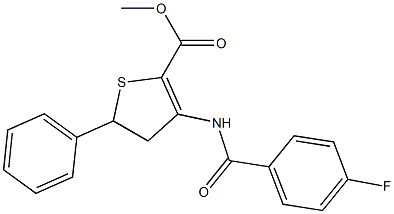 methyl 3-[(4-fluorobenzoyl)amino]-5-phenyl-4,5-dihydrothiophene-2-carboxylate 化学構造式