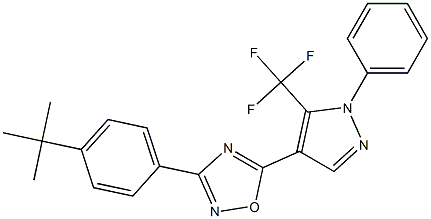3-[4-(tert-butyl)phenyl]-5-[1-phenyl-5-(trifluoromethyl)-1H-pyrazol-4-yl]-1,2,4-oxadiazole Struktur
