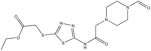 ethyl 2-[(5-{[2-(4-formylpiperazino)acetyl]amino}-1,3,4-thiadiazol-2-yl)sulfanyl]acetate Structure