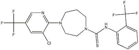 N1-[2-(trifluoromethyl)phenyl]-4-[3-chloro-5-(trifluoromethyl)-2-pyridyl]-1,4-diazepane-1-carbothioamide Struktur