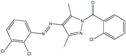 (2-chlorophenyl){4-[2-(2,3-dichlorophenyl)diaz-1-enyl]-3,5-dimethyl-1H-pyrazol-1-yl}methanone Struktur