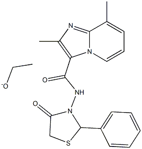 N3-(4-oxo-2-phenyl-1,3-thiazolan-3-yl)-2,8-dimethylimidazo[1,2-a]pyridine-3-carboxamide ethanolate 结构式