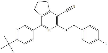 1-[4-(tert-butyl)phenyl]-3-[(4-fluorobenzyl)sulfanyl]-6,7-dihydro-5H-cyclopenta[c]pyridine-4-carbonitrile,,结构式