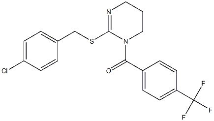[2-[(4-chlorobenzyl)sulfanyl]-5,6-dihydro-1(4H)-pyrimidinyl][4-(trifluoromethyl)phenyl]methanone,,结构式