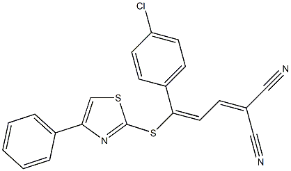 2-{3-(4-chlorophenyl)-3-[(4-phenyl-1,3-thiazol-2-yl)thio]prop-2-enylidene}malononitrile