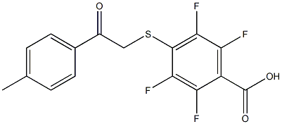 2,3,5,6-tetrafluoro-4-{[2-(4-methylphenyl)-2-oxoethyl]thio}benzoic acid Struktur