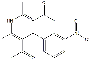 1-[5-acetyl-2,6-dimethyl-4-(3-nitrophenyl)-1,4-dihydropyridin-3-yl]ethan-1-one 结构式