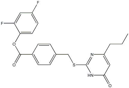 2,4-difluorophenyl 4-{[(6-oxo-4-propyl-1,6-dihydropyrimidin-2-yl)thio]methyl}benzoate,,结构式