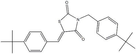 3-[4-(tert-butyl)benzyl]-5-{(Z)-[4-(tert-butyl)phenyl]methylidene}-1,3-thiazolane-2,4-dione 结构式