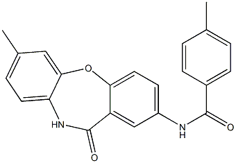 4-methyl-N-(7-methyl-11-oxo-10,11-dihydrodibenzo[b,f][1,4]oxazepin-2-yl)benzenecarboxamide Struktur