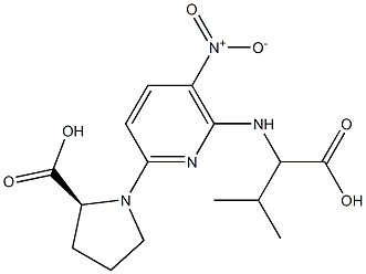 (2S)-1-{6-[(1-carboxy-2-methylpropyl)amino]-5-nitro-2-pyridinyl}tetrahydro-1H-pyrrole-2-carboxylic acid,,结构式