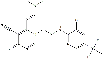 1-(2-{[3-chloro-5-(trifluoromethyl)-2-pyridinyl]amino}ethyl)-6-[2-(dimethylamino)vinyl]-4-oxo-1,4-dihydro-5-pyrimidinecarbonitrile 结构式